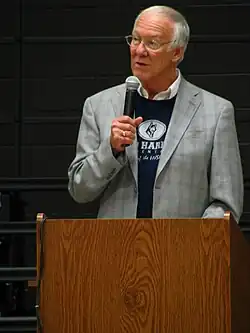Harrison at the opening of David L. Harrison Elementary