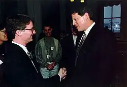 David Nelson shaking hands with U.S. Vice President Al Gore