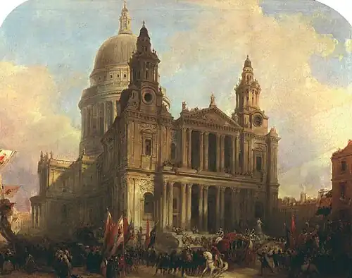 St Paul's Cathedral with the Lord Mayor's Procession by David Roberts, 1836