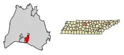 Location of Oak Hill in Davidson County, Tennessee.
