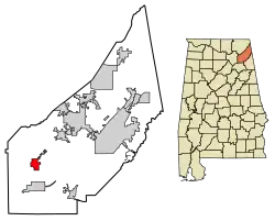 Location of Geraldine in DeKalb County, Alabama.