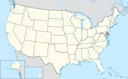 Map of the United States with Delaware highlighted