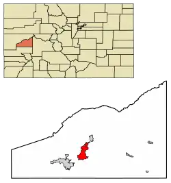 Location of Orchard City in Delta County, Colorado.