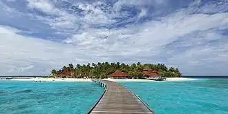 Thudufushi, one the many tourist resorts in the atoll