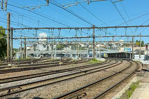 Rail tracks at the East entrance of the station