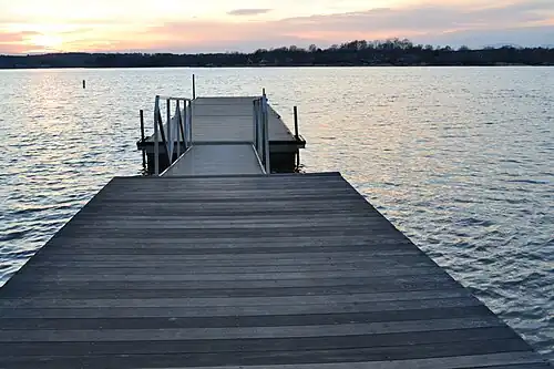 There are boat ramps, and a playground near the lake.