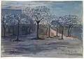 Dommartin-sous-Hans, 4h le matin, 28 avril 1915, Gilbert de Guingand, watercolour, La Contemporaine