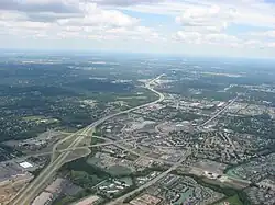 The I-675 double interchange southeast of Dayton
