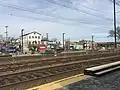 Station with downtown in background