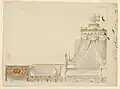 Late 18th century painting of a bed with a valance
