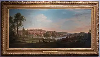 View of Drogheda from Ballsgrove, oil-on-canvas, 71&nbsp;cm (28.0&nbsp;in)  ×  151&nbsp;cm (59.4&nbsp;in).