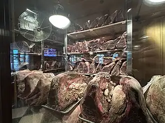 Dry age room at Gallagher's Steakhouse in Boca Raton, Florida