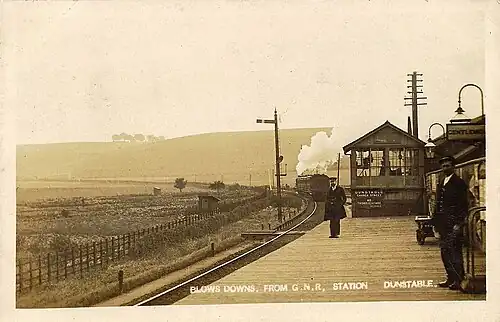 Dunstable Town railway station in the 1900s, closed in 1965