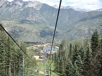 A view of the resort from the chairlift in the summer in 2011