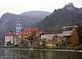 Town of Dürnstein with castle overlooking