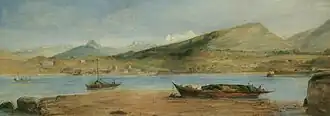 oil painting of mountains