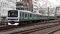Set 139 with the cab front in Sōbu/Yokosuka Line color, April 2021