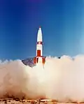 Early Aries test vehicle, June 18, 1974. White Sands Missile Range, New Mexico.