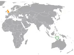 Map indicating locations of Timor-Leste and United Kingdom