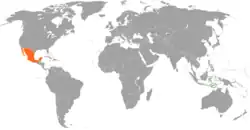 Map indicating locations of East Timor and Mexico