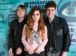 Echosmith as a trio in 2017. From left to right: Graham Sierota, Sydney Quiseng and Noah Sierota.
