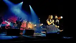 Castrinos performing with Edward Sharpe and the Magnetic Zeros at Brixton Academy in 2014