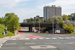 Eglinton Avenue at the Eglinton GO Station, east of Bellamy Road