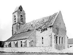 The ruined church in Augers-en-Brie around 1919
