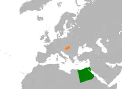 Map indicating locations of Egypt and Hungary
