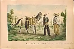 Large Jarano hat with a wide brim, a low rounded crown and a large, braided hatband (1865)