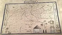 Elaborately illustrated map of the Delhi Subah of the Mughal Empire commissioned by Jean Baptiste Joseph Gentil, ca.1770