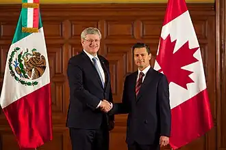 Prime Minister Stephen Harper and President Enrique Peña Nieto in Mexico City, February 2014.