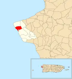 Location of Ensenada within the municipality of Rincón shown in red