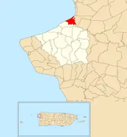 Location of Espinar within the municipality of Aguada shown in red