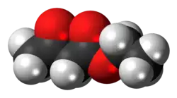 Space-filling model of the ethyl acetoacetate molecule