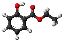 Ball-and-stick model of the ethyl salicylate molecule