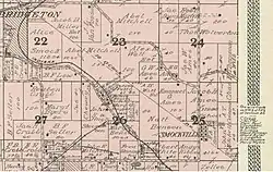 Except of 1908 atlas of Parke County, showing Smockville at bottom right, with Bridgeton at top left