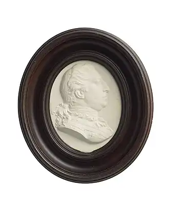 1894 marble portrait of Massey after a cameo medallion by James Tassie