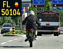 Short-term motorcycle license plate.
