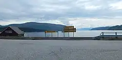 View of the road junction along the fjord in Mundheim