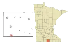 Location of Elmore, Minnesota