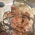A devotee with horns, possibly a Kushano-Sasanian motif.[18][17]