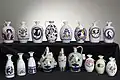 Flasks of Faenza ceramics in various decorative styles