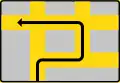 Route to be followed (in order to turn left)