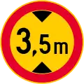 No vehicles having an overall height exceeding [...] meters (formerly used )