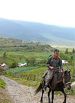 A villager in Fioletovo