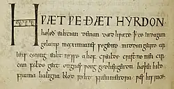 The first lines of the poem Juliana in the Exeter Book