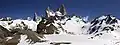 Cerro Madsen at right edge. Aguja Poincenot and Fitz Roy centered.