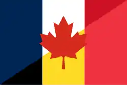 A mixed national flag of France, Canada and Belgium, representing French