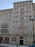 A closer look at a Frankfurt Allee façade, showing the neo-classical tilework